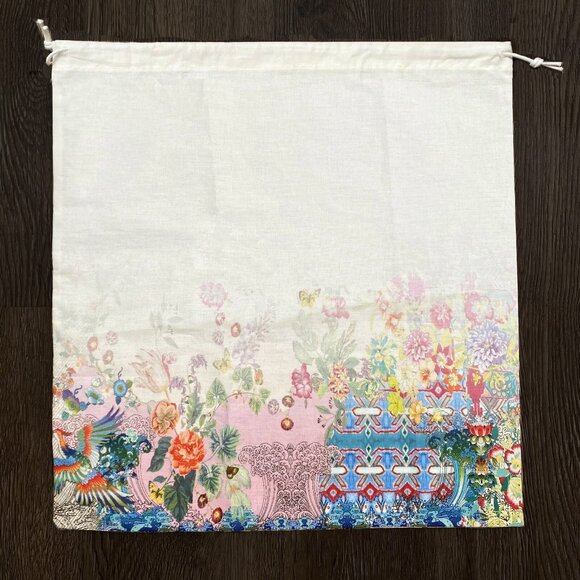 JOHNNY WAS EXOTIC ASIAN-INSPIRED FLORAL MUSLIN DRAWSTRING DUST BAG - NEW! - Picture 2 of 8